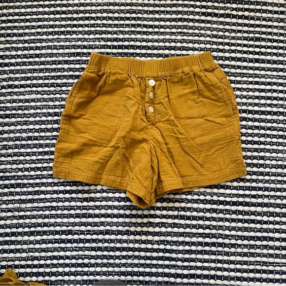 🌿Madewell Womens Button Brown Mustard Cotton Two Piece Shorts Outfit S - Picture 4 of 12